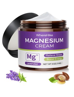 WhereHike Natural Topical Magnesium Cream for Sleep,Nighttime Magnesium Lotion for Pain and Leg Cramps,Muscle Relaxation,Calm,Deep Hydration for Skin Care.(Lavender)