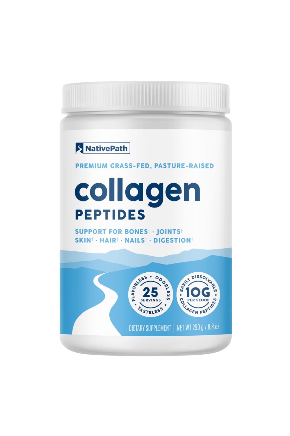 NativePath Collagen Peptides Protein - Hydrolyzed Type 1 3 Collagen Powder for Skin, Hair, Nails - 8.8 oz (25 Servings)