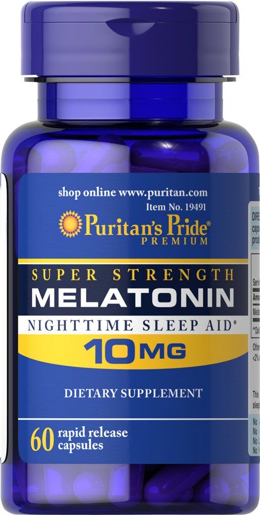 Puritan&#39;s Pride Premium Super Strength Melatonin 10mg Sleep Aid, Dietary Supplement for Sound, Restful, and Longer Sleep Support, 2 Month Supply, 60 Rapid Release Capsules