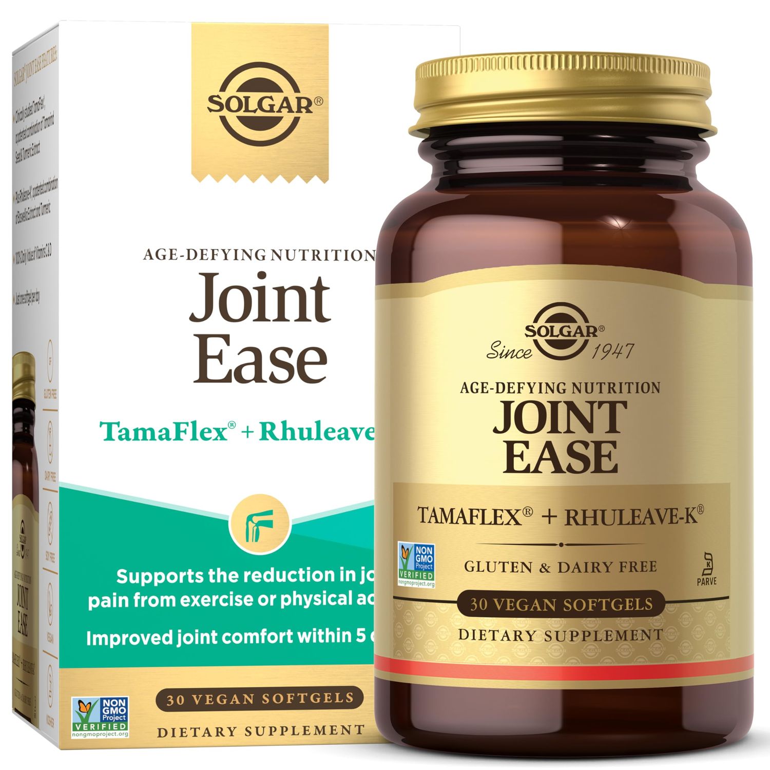 Solgar Joint Ease Age-Defying Nutrition for Men Women-Support Joint Health with Boswellia and Turmeric Extracts, Vitamins D C, One Softgel Daily, Vegan, Dairy, Soy and Gluten-Free, 30 Servings