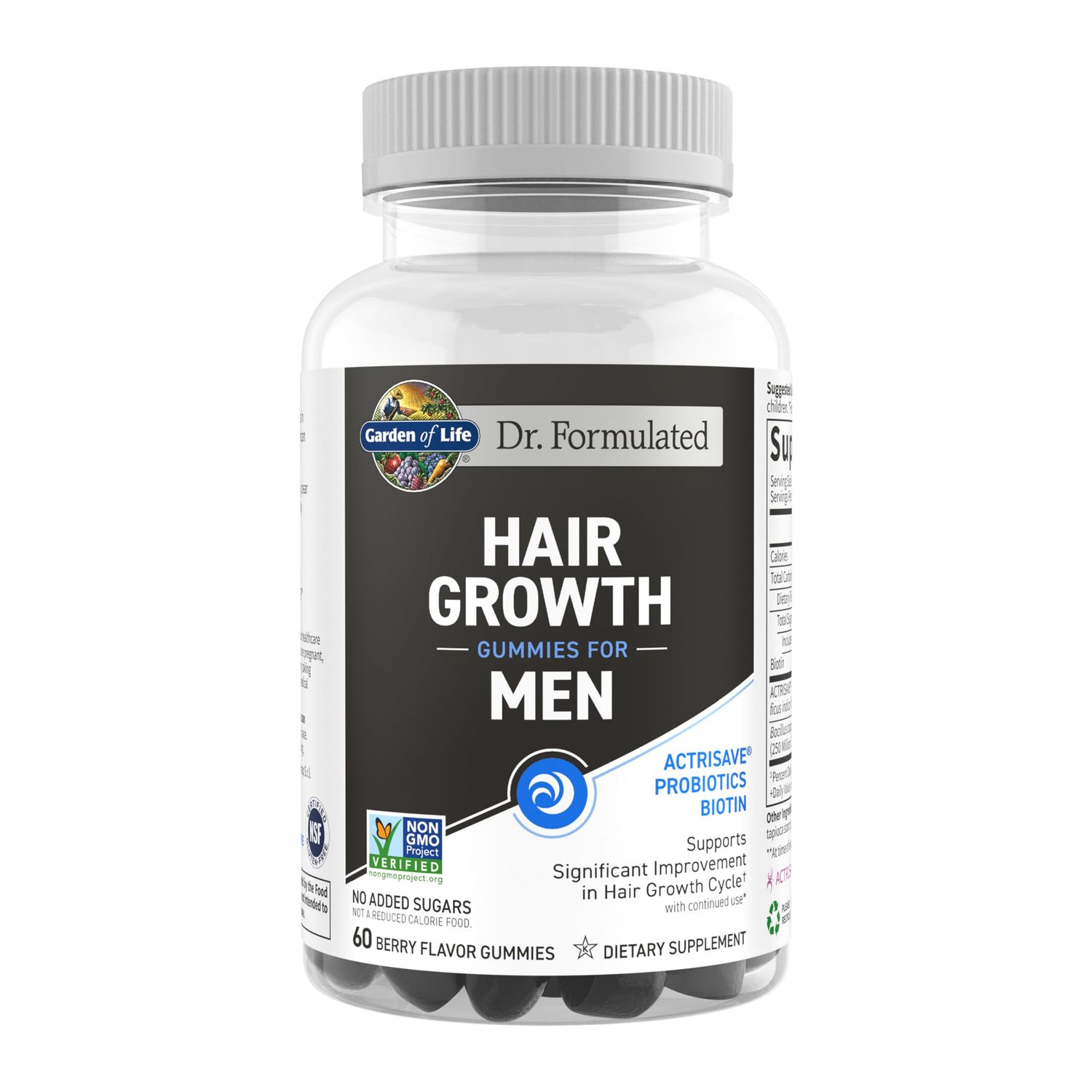 Garden of Life Dr. Formulated Hair Growth Gummies for Men, with Biotin and Clinically Studied Extracts to Support Mens Hair Growth, Delicious Berry-Flavored Gummies, 60 Count