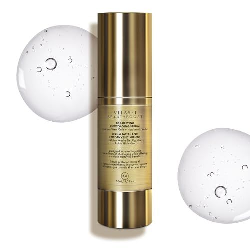 Vitasei Beauty Boost Facial Serum: Cotton Stem Cells Hyaluronic Acid, Anti-Aging Formula for Women Men, Morning Serum, Fights Photoaging, Sun Protection, 30 ml