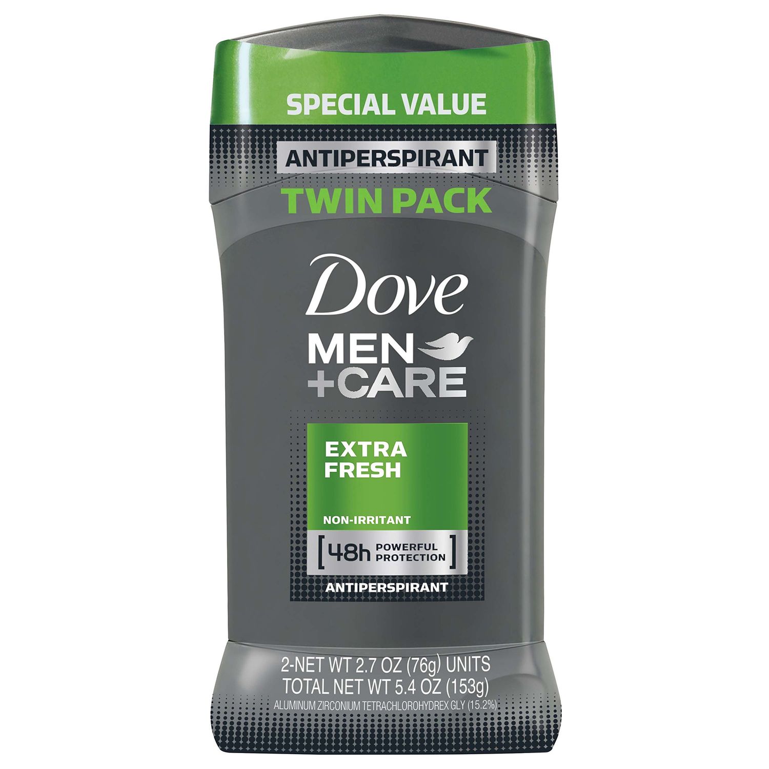 Dove MenCare Antiperspirant Stick Extra Fresh 2.7 oz, Twin Pack