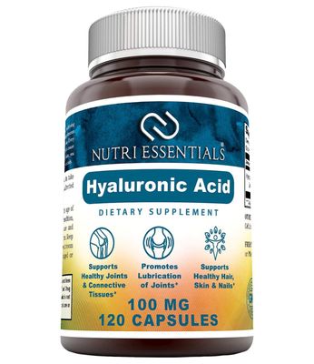 Nutri Essentials Hyaluronic Acid Dietary Supplement - 100 mg 120 Capsules (Non-GMO) - The Best Supplements for Joint Health, Skin Care More