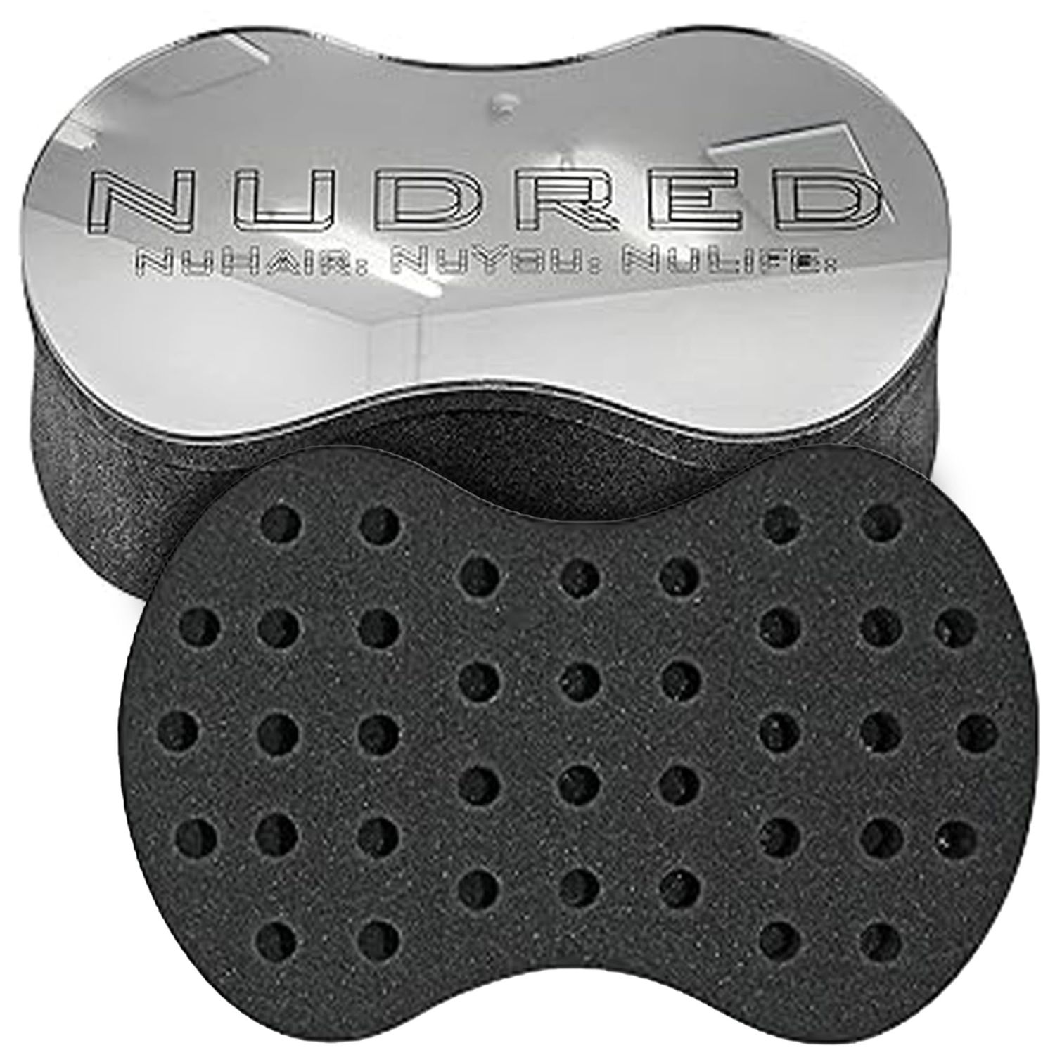 NuDred Hair Brush for Black Men and Women, Twisting Sponge for Curling Afro Style Dreads, Coils Twists, Barber Curling Care Tool (Silver, Small Holes)