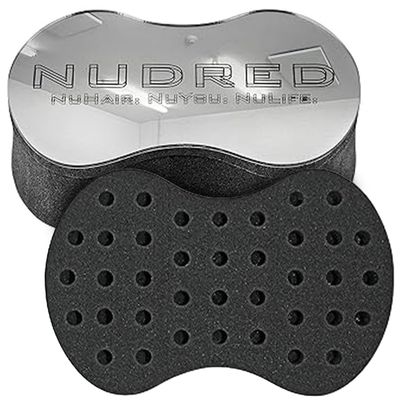 NuDred Hair Brush for Black Men and Women, Twisting Sponge for Curling Afro Style Dreads, Coils Twists, Barber Curling Care Tool (Silver, Small Holes)