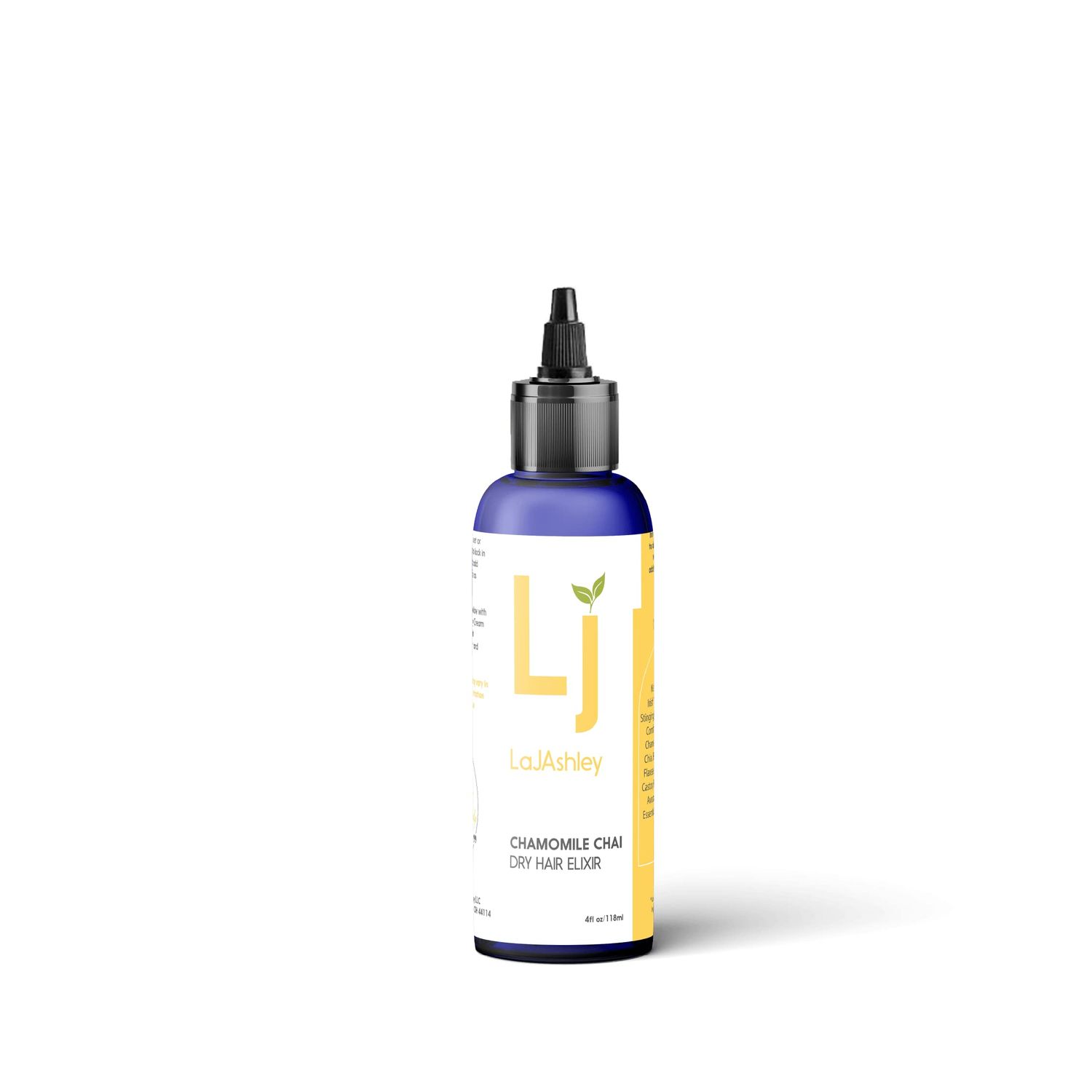 LaJAshley Chamomile Chai Dry Hair Elixir, Vegan, All Natural, Hair and Scalp Oil, Light to Medium Consistency, Seals in Moisture, Nourishes Ends, 4 fl oz