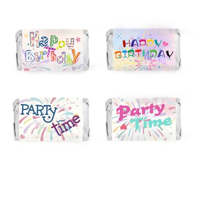 120 Pcs Happy Birthday Candy Wrappers 1.4x2.6 Inch Mini Chocolate Candy Bar Wrappers Great for Party Favors (No Candy)