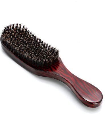 Boar Bristle Hair Brush, Medium Firmness Reinforced Natural Wave Bristles Comb Soft Curly Frizzy Wavy Dry Damaged Hair Hair styling Tools Brown Wood Handle Long Short Thin Fine Firm Hair Men Women