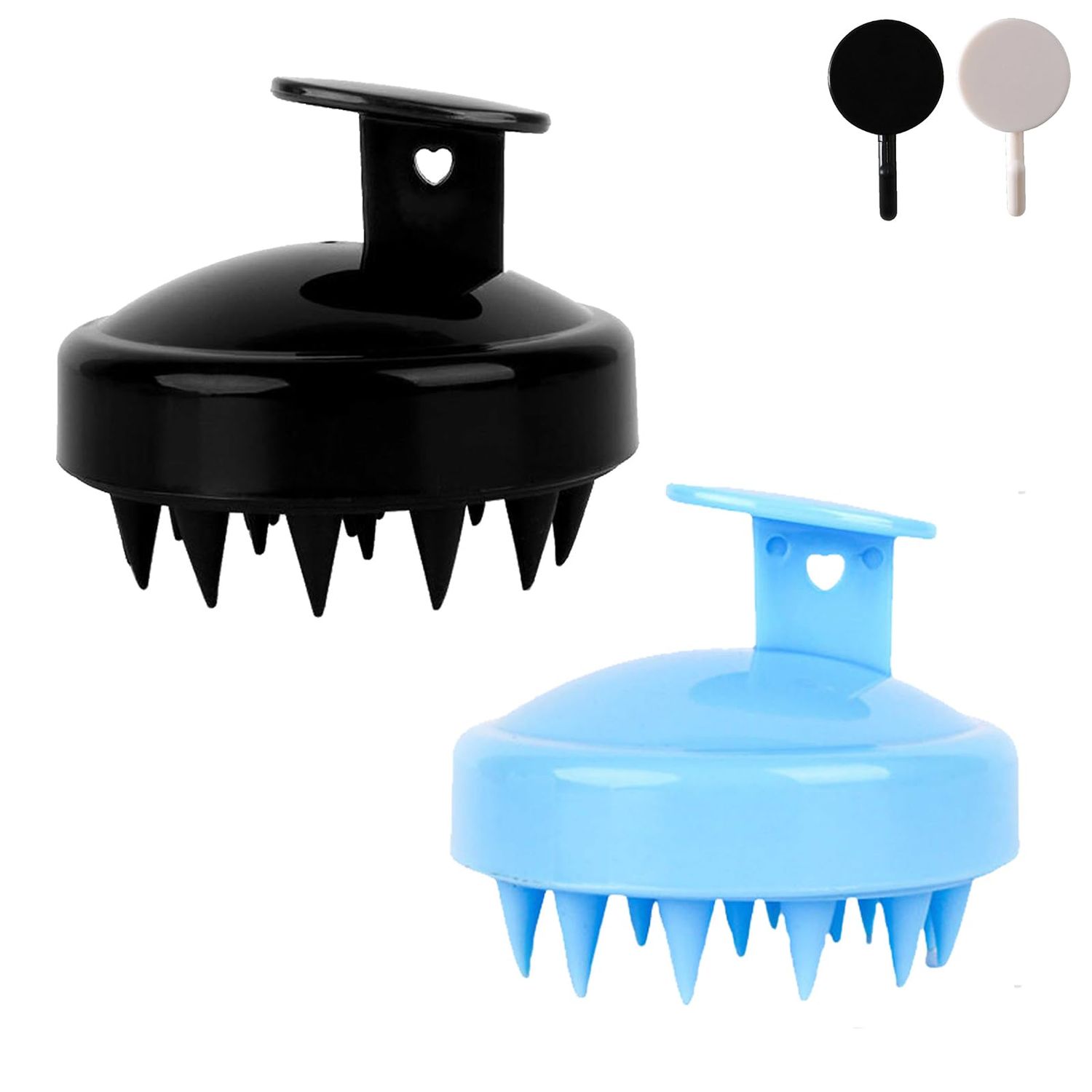Zihezian Shampoo Brush Hair Scalp Scrubber Head Massager for Stress Relax Hair Growth, Shower Hair Brush for Women Men Kids, Set of 2 (Black Blue)