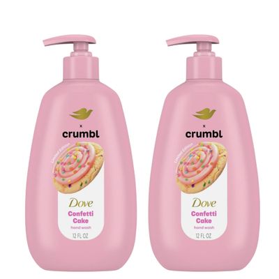 Dove X Crumbl Moisturizing Liquid Hand Wash Confetti Cake 2-pack, of 12 oz Hand Wash with Pump Limited Edition (Confetti Cake)
