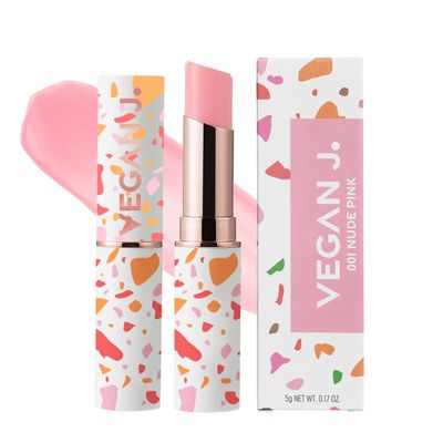 Vegan J. Lip Balm - Long-Lasting Hydration with Natural Color - Korean Beauty, Oasis Plant Complex, Silicone-Free, Vegan Cruelty-Free Lip Care (001 Nude Pink)