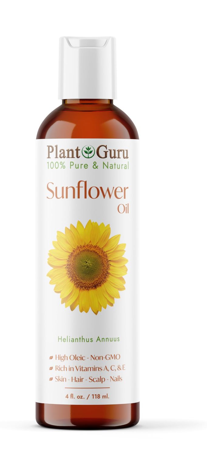 Sunflower Oil 4 oz Cold Pressed Carrier 100 Pure Natural For Skin, Body, Face, and Hair Growth Moisturizer. Great For Creams, Lotions, Lip balm and Soap Making