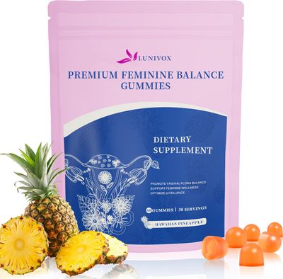 Vital Source Premium Feminine Balance Gummies for Women - Hawaiian Pineapple Flavored Gummies for pH Balance Support - Vaginal Probiotics for Womens Wellness - Immune Support - Vegan - 60 C