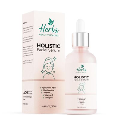 The Hollistic Hyaluronic Acid 10 Niacinamide 5, Vitamin C E, Collagen - Multi-Depth Hydration Serum for Plumper, Smoother Skin, 1.69 Fl Oz