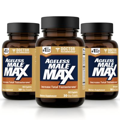 Ageless Male Max Total Testosterone Booster for Men (180 Caplets, 3-Pack)