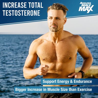 Ageless Male Max Total Testosterone Booster for Men (180 Caplets, 3-Pack)