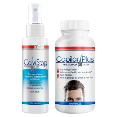Calvistop Bundle Serum-capsules Hair Thickening Spray (4oz) Ultra Strength Hair Supplement (60 caps) Hair Loss Prevention and Regrowth - Stimulate Hair Folic. (1)