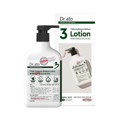 Dr. ato Rapid Moisturizing Daily Lotion for Body Face with Triple Hyaluronic Acid, Vegan, Korean Skincare (10.4 Fl Oz)