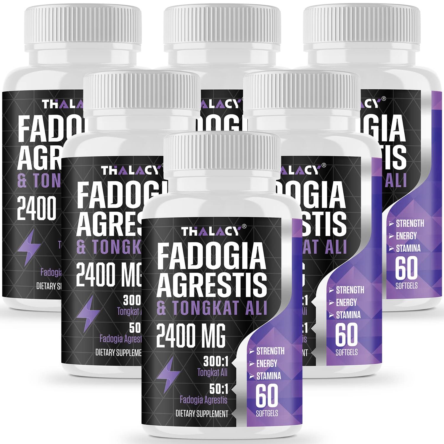 Thalacy 2400mg Fadogia Agrestis Tongkat Ali Supplement - Fadogia Agrestis 1400mg Tongkat Ali 1000mg Ultra Blend, Maximum Strength, Muscle Mass Athletic Performance, 360 Softgels