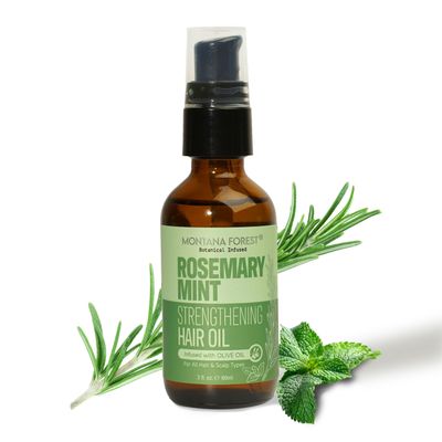 MONTANA FOREST Rosemary Mint Strengthening Hair Oil - 2 fl oz Biotin Olive Oil Infused Promotes Hair Growth, Reduces Breakage, and Adds Shine