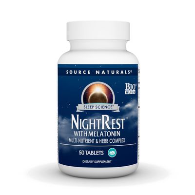 Source Naturals Sleep Science NightRest with Melatonin, Multi-Nutrient Herb Complex - 50 Tablets