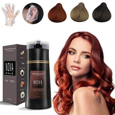 Nova Hair Dye Shampoo,Nova Hair Instant Dye Shampoo,Nova Hair Dye Shampoo 3 in 1, for Men Women (Dark Brown(200ml))