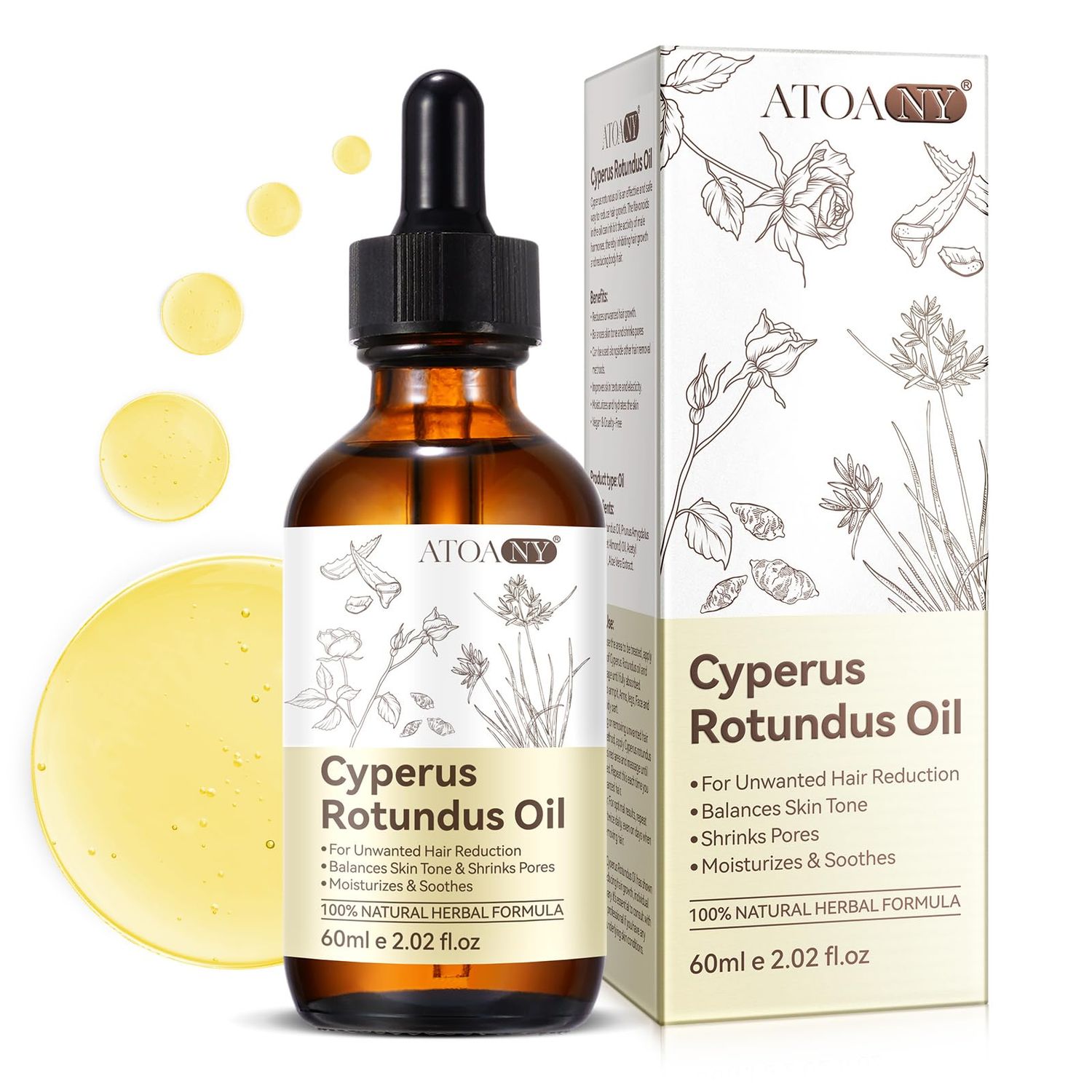 Verdlush Cyperus Rotundus Oil, Cyperus Rotundus Oil for Hair Removal, Reduces Unwanted Hair Growth, Moisturizing Soothing Skin, Natural Hair Removal Solution, for All Skin Types