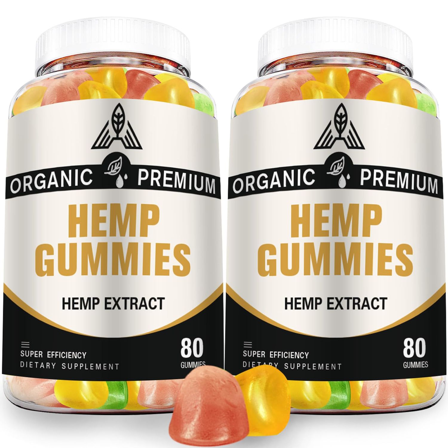 Hemp Gummies Extra Strength High Potency - 100 Natural Organic with Pure Hemp Oil Extract for Sleep, Pain, Anxiety Relief - Vegan Bear Candy Hemp Supplements for Adults (2 Pack)