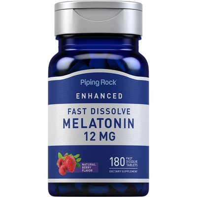 Piping Rock Melatonin 12 mg 180 Fast Dissolve Tablets Berry Flavor Non-GMO, Gluten Free Supplement