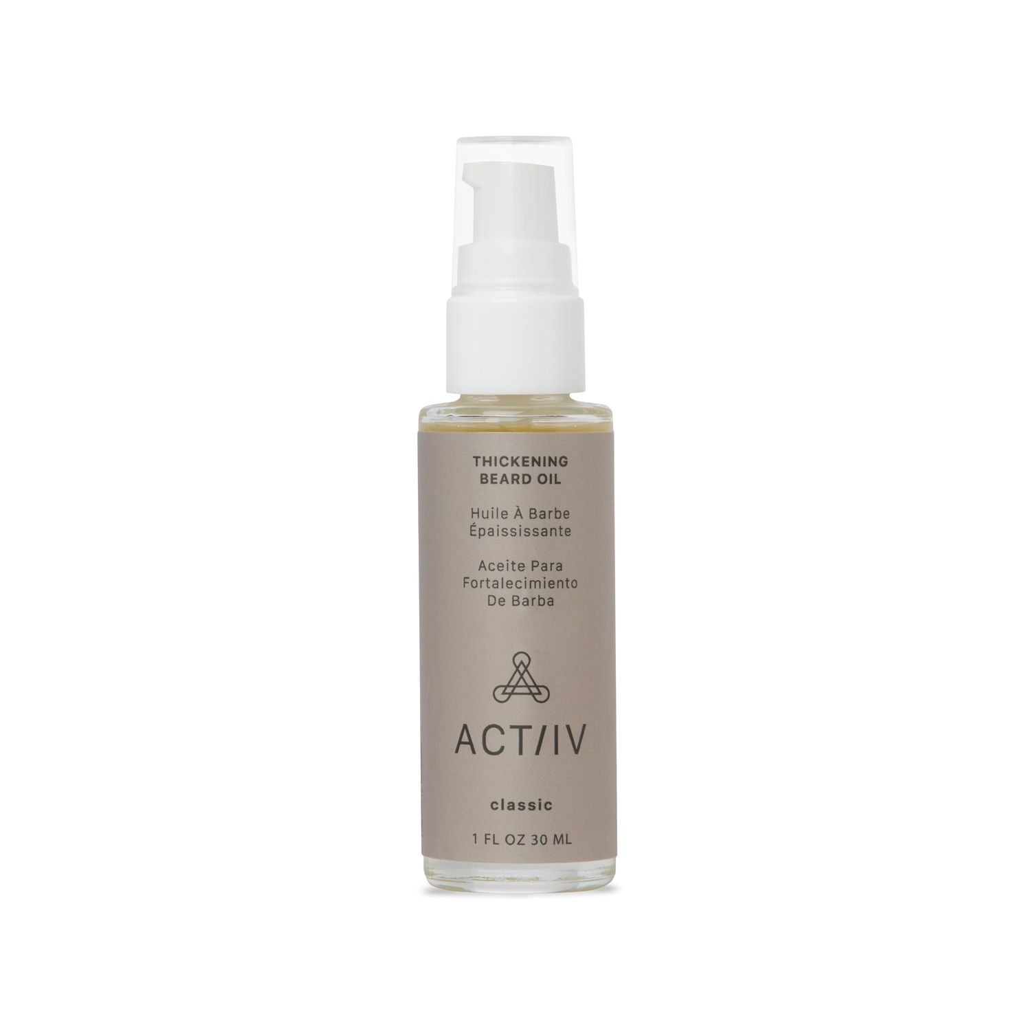 ACTIIV Thickening Beard Oil (Classic Scent) Promotes Thicker Fuller Beard Growth, Nourishes Softens Facial Hair, Lightweight Non-Greasy Formula, Vegan, Plant-Based, All Beard Types, 30 mL 1 oz