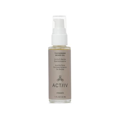 ACTIIV Thickening Beard Oil (Classic Scent) Promotes Thicker Fuller Beard Growth, Nourishes Softens Facial Hair, Lightweight Non-Greasy Formula, Vegan, Plant-Based, All Beard Types, 30 mL 1 oz