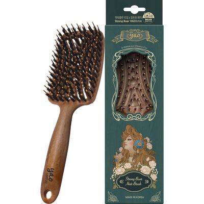 Yao Boar Bristle Hair Brush - Ventilated Thick Curly Hair Detangler for Women Kids, Shiny Textured Hair
