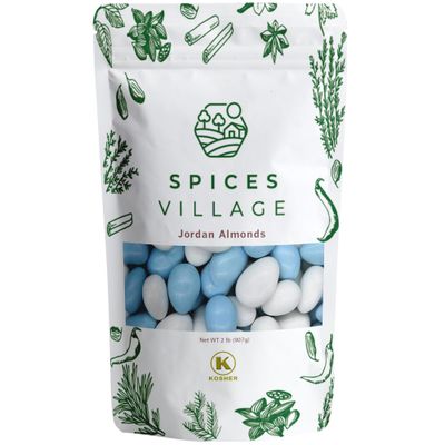 Spices Village Jordan Almonds, Blue and White, Crunchy Candy Coated Almonds, 32 oz, Perfect for Weddings, Baby Showers, Parties, Favors, and Gifting, Kosher Certified