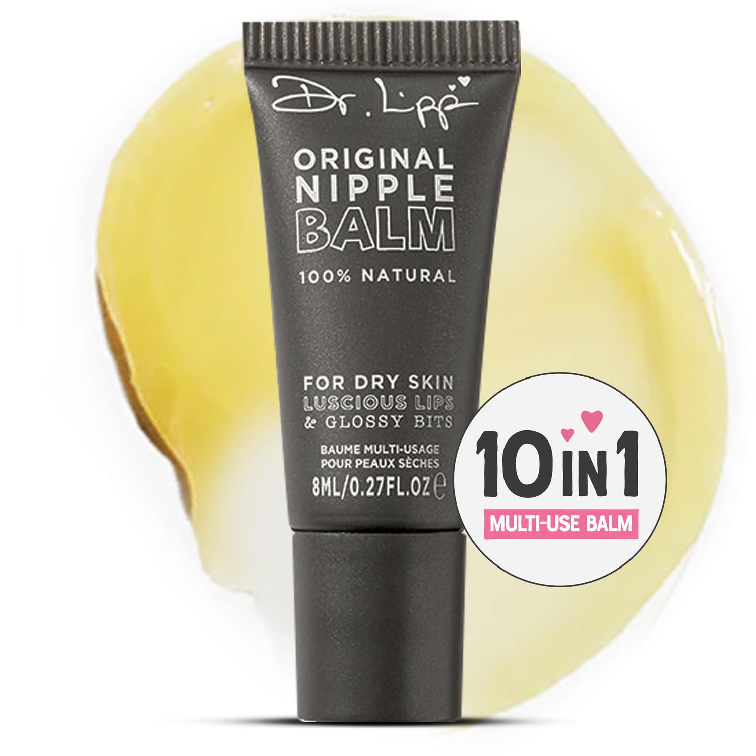Dr. Lipp Original Nipple Balm 0.27 fl oz8ml - 10-in-ONE Multi-Purpose Moisturizer for Dry Skin, Lips, Hair, Cuticles More - 100 Natural Lanolin Nipple Cream Lip Balm - Fragrance Cruelty Free