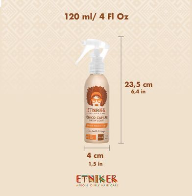 ETNIKER Hair Tonic for Afro, Curly Wavy Hair Strengthens Reduces Breakage with Coconut, Flaxseed Shea Butter Alcohol-Free, Paraben-Free Nourishing Scalp Treatment 4 fl oz by LMAR