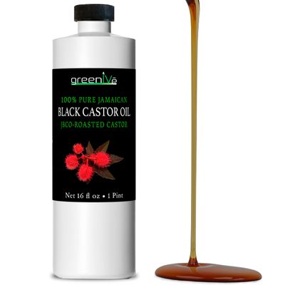 GreenIVe Jamaican Black Castor Oil JBCO Organically Grown 100 Pure Great For Hair and Topical Uses (16 Ounce)