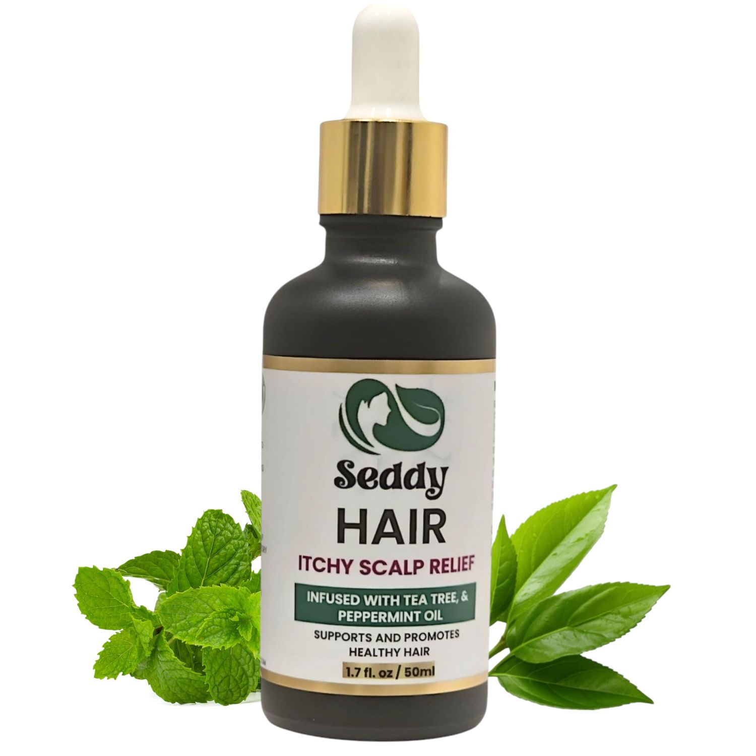 Seddy Itchy Scalp Relief Hair Oil - Scalp Treatment Oil, Instant Soothe, Anti Dandruff with Tea Tree Peppermint Oil - Relieve Itchy, Dry Scalp - All Hair Types -For Men, Women, Kids -1.7 Fl. Oz