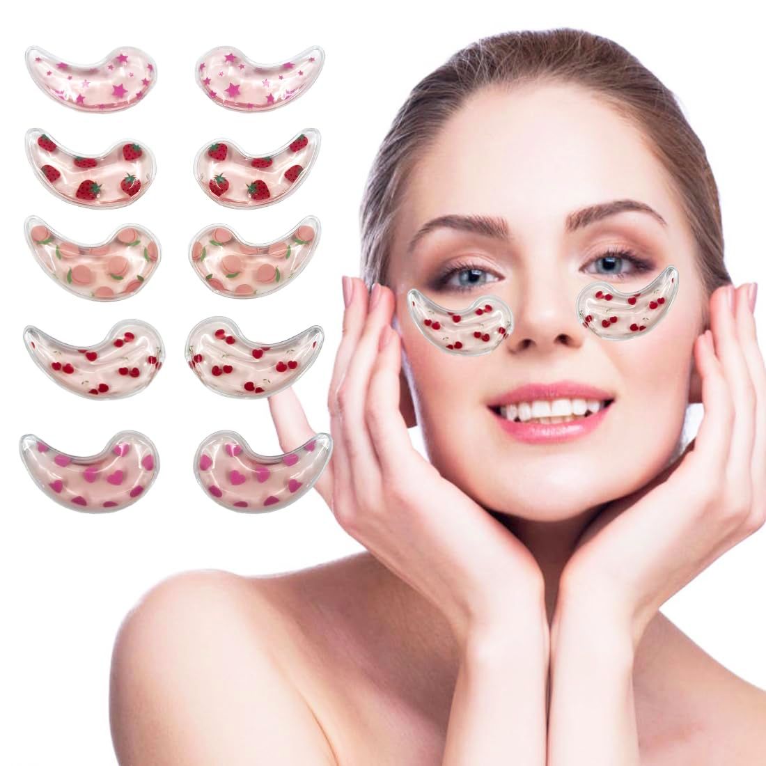 Reusable Gel Eye Ice Pack, Cooling Eye Pad, Hot Cold Treatment for Eye Strain, Eye Swelling, Eye Redness, Puffy Eyes, Dark Circles, Smooth Fine Lines, and Eye Recover Surgery. (Pink 10PCS)