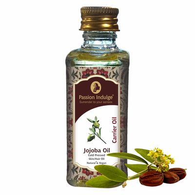 Passion Indulge 100 Pure Jojoba Oil -60ml Cold-Pressed Natural Moisturizing for Face, Skin, Hair Nails Natural Carrier Oil PETA Certified
