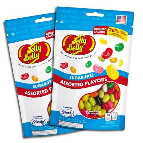 Jelly Belly Assorted Flavors. Sugar Free Jelly Beans - Zero Sugar Candies for Diabetics (2 Bags 8.25oz each)