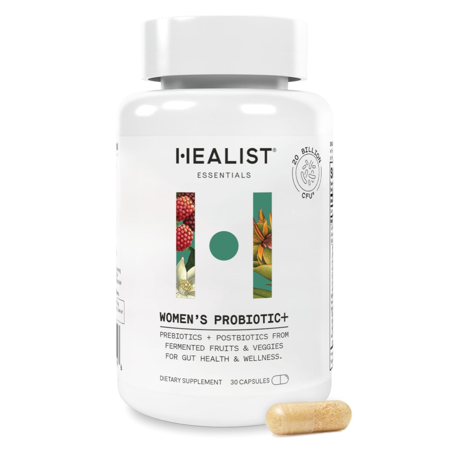 Healist Essentials Women&#39;s Probiotics, Probiotic Daily Vaginal, Gut and Immune Health Supplement Capsules, 20 Billion CFU, 30 Count Bottle