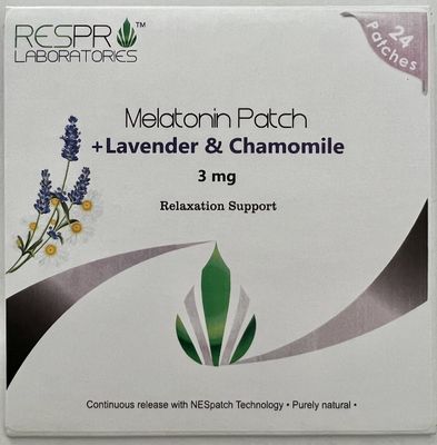 Respro Labs Natural Melatonin (3 mg) Relaxing Patch with Soothing Lavender, Chamomile, and Lemon Balm Essential Oils, Continuous Release - 24 Patches