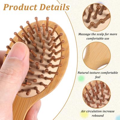 HJZHII Bamboo Hair Brush, 2pcs Mini Paddle Detangling Hairbrush Wooden Hair Brush Portable Scalp Massage Comb Pocket Size Anti-Static Travel Hair Brush for Thick Thin Curly Dry Wet Hair