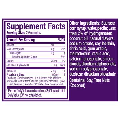 ZzzQuil Pure Zzzs Sleep Immune Support Melatonin Sleep Aid Gummies with Elderberry, Zinc, Chamomile, Lavender, Valerian Root, 1mg per Gummy, 60 ct