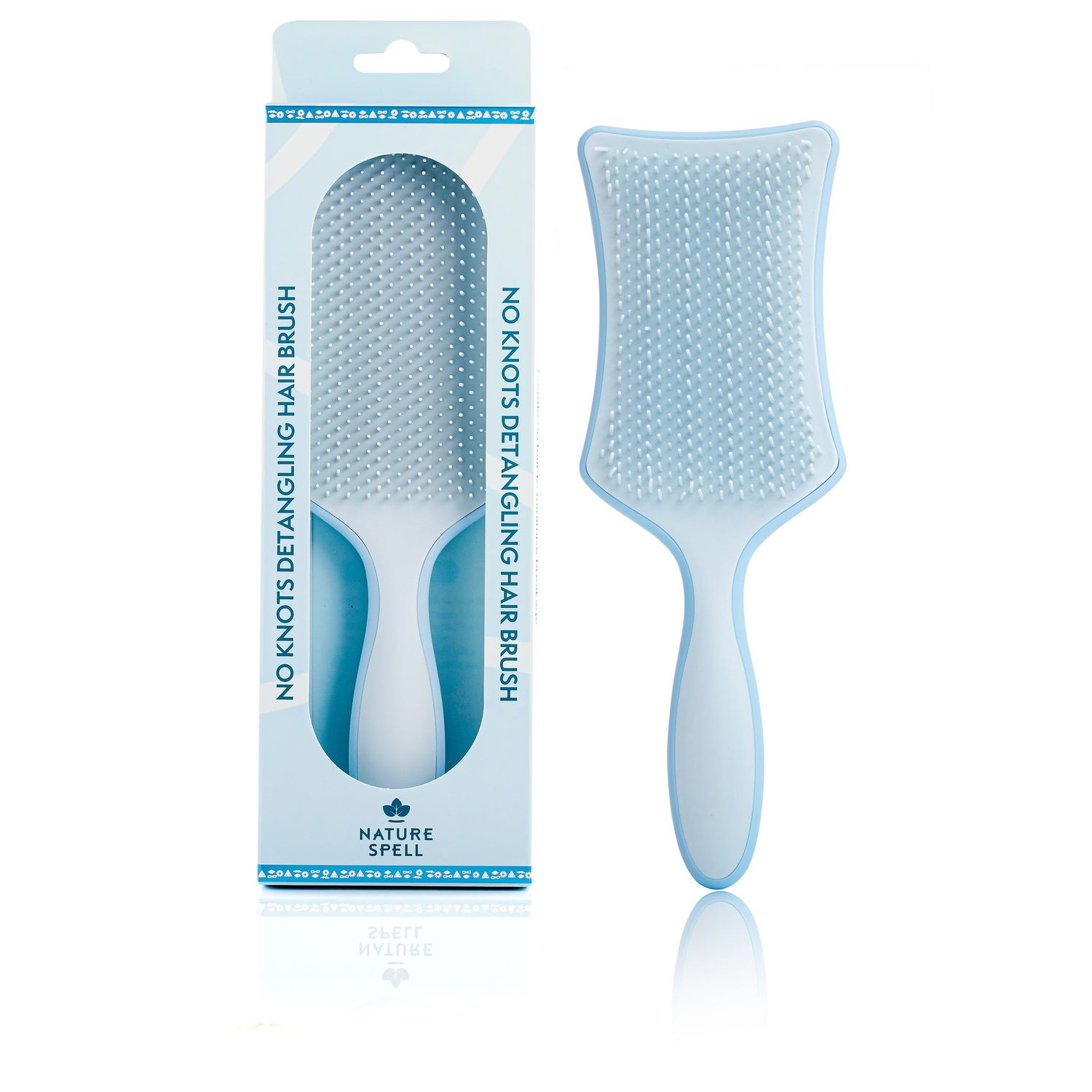 Nature Spell No Knots Detangling Hair Brush Detangles All Hair Types For Wet Dry Hair Eliminates Knots Reduces Breakage (Matte Blue)