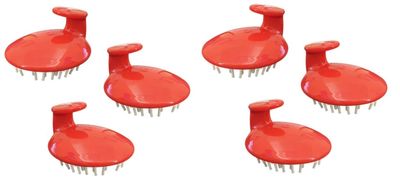 G.B.S Shampoo Brush for Head Scalp Hair Massage Brush, Red, Pack of 6