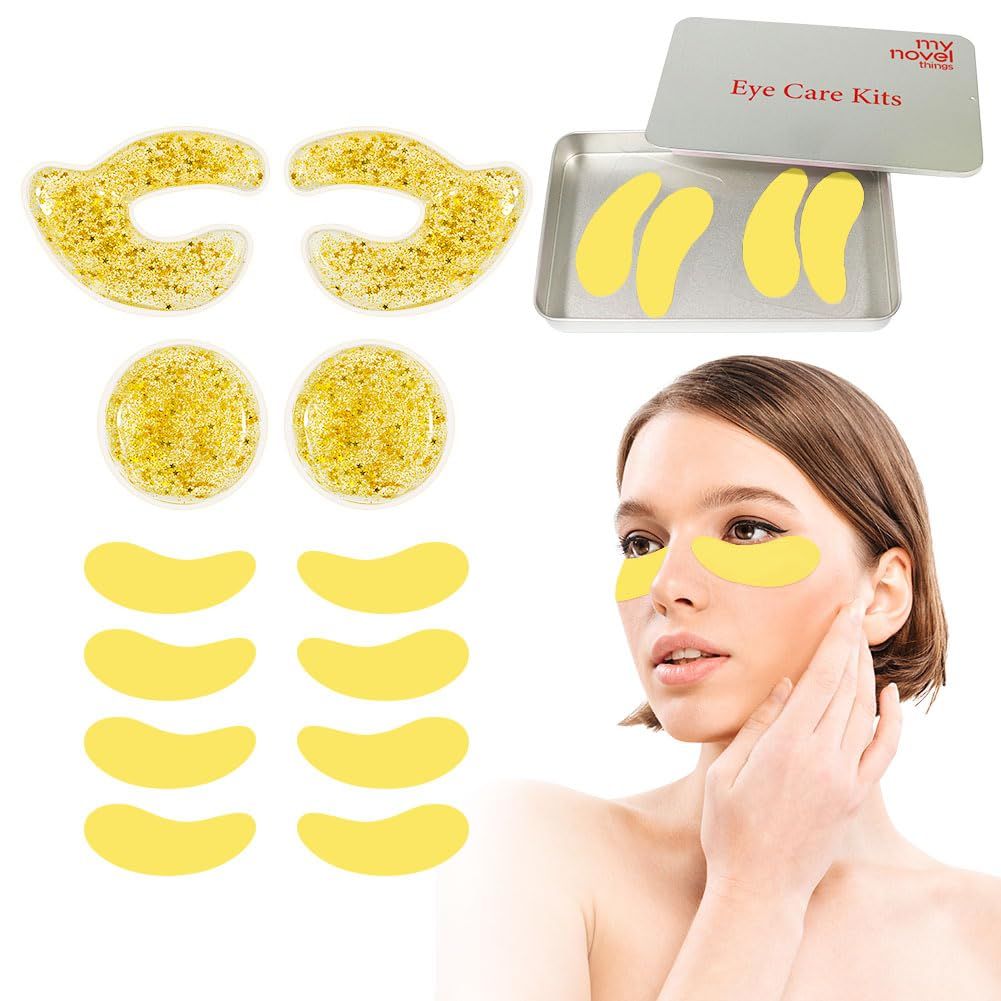 my novel things Reusable Eye Pads 6 Pairs, Silicone Face Patches and Gel Under Eye Pads Cold Warm Eye Compress for Reduce Puffiness Circles Wrinkle Cooling Eye Mask Ice Packs