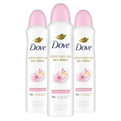 Dove Advanced Care Antiperspirant Deodorant Spray for Women 3 Pack Sakura Blossom Yuzu 72 hour sweat and odor protection 3.8 oz