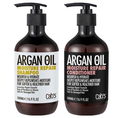 Cab&#39;s Argan Oil Shampoo and Conditioner Set for Women and Men - Best Gift for Damaged, Thinning Hair, Curly or Frizzy Hair - Paraben Free 2 x 16.9 fl oz
